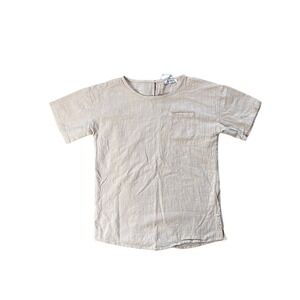 Textured 100 % Linen Boxy Lagenlook Top Cream S • Coastal Grandma Chic